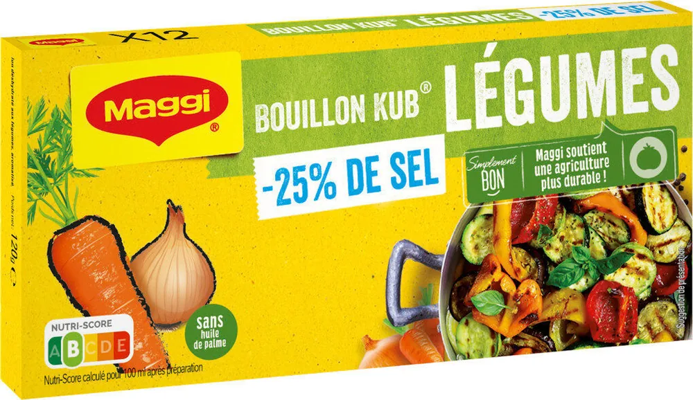 MAGGI Bouillon KUB Légumes Réduit en sel de -25% 120g