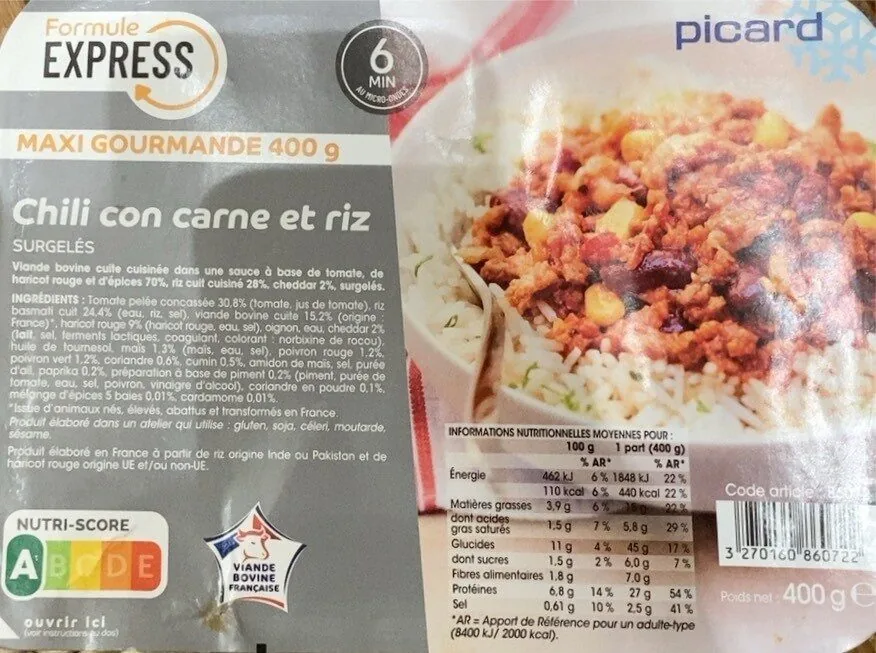 Chili con carne et riz