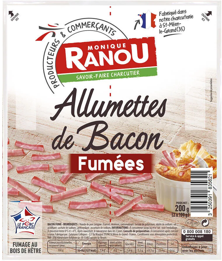 Allumettes de bacon fumees 2x100g ranou