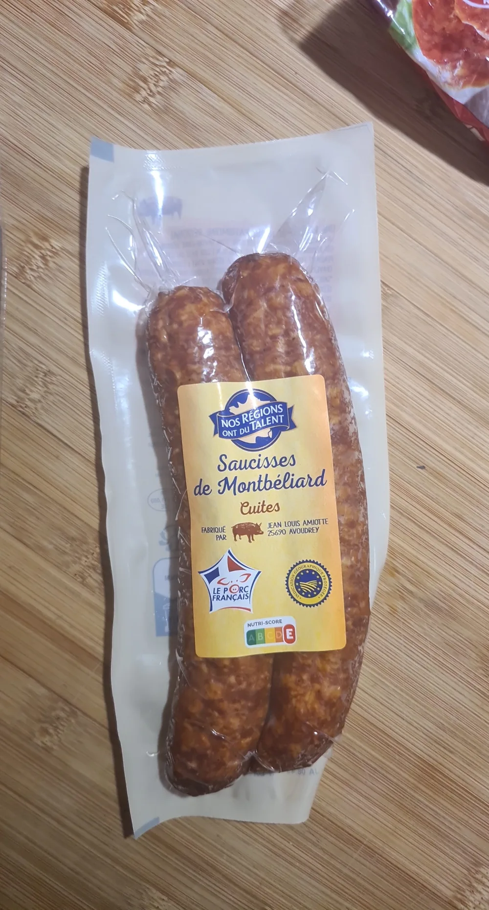 Saucisses de Montbéliard cuites