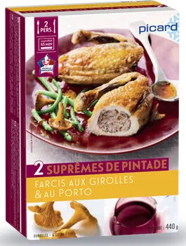 2 suprêmes de pintade farcis aux girolles et au porto