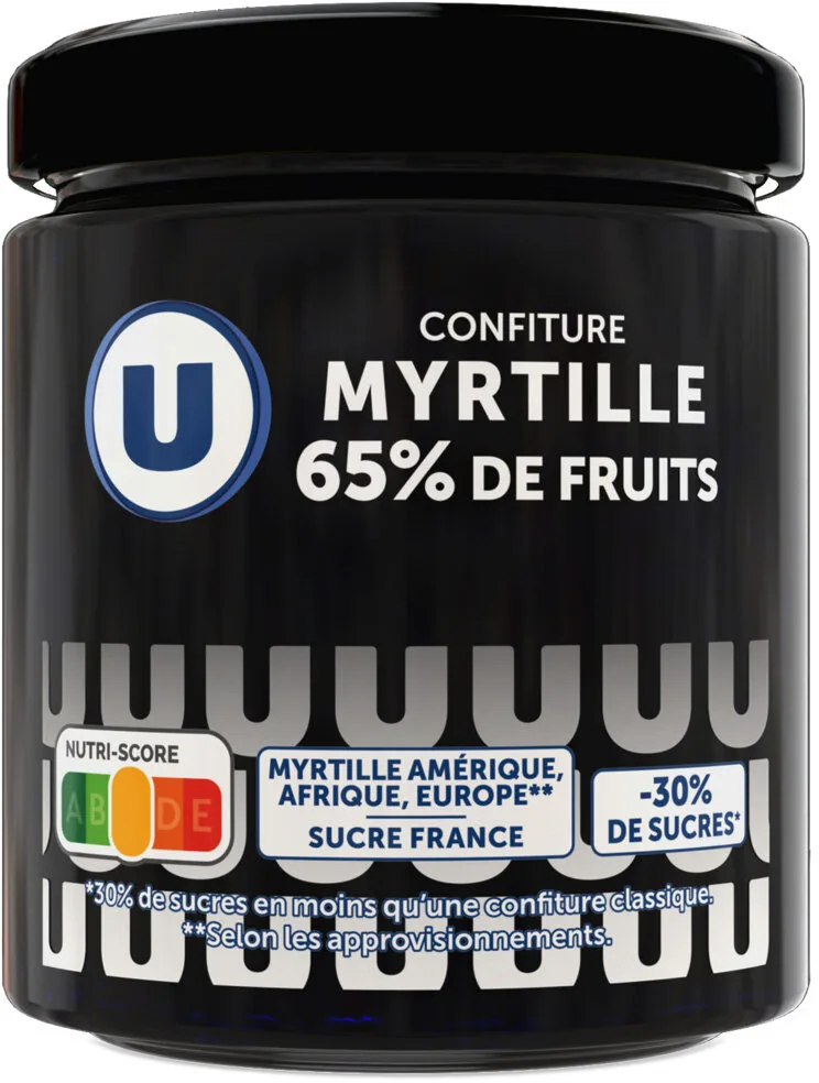 Confiture myrtille 65% de fruits, 320g