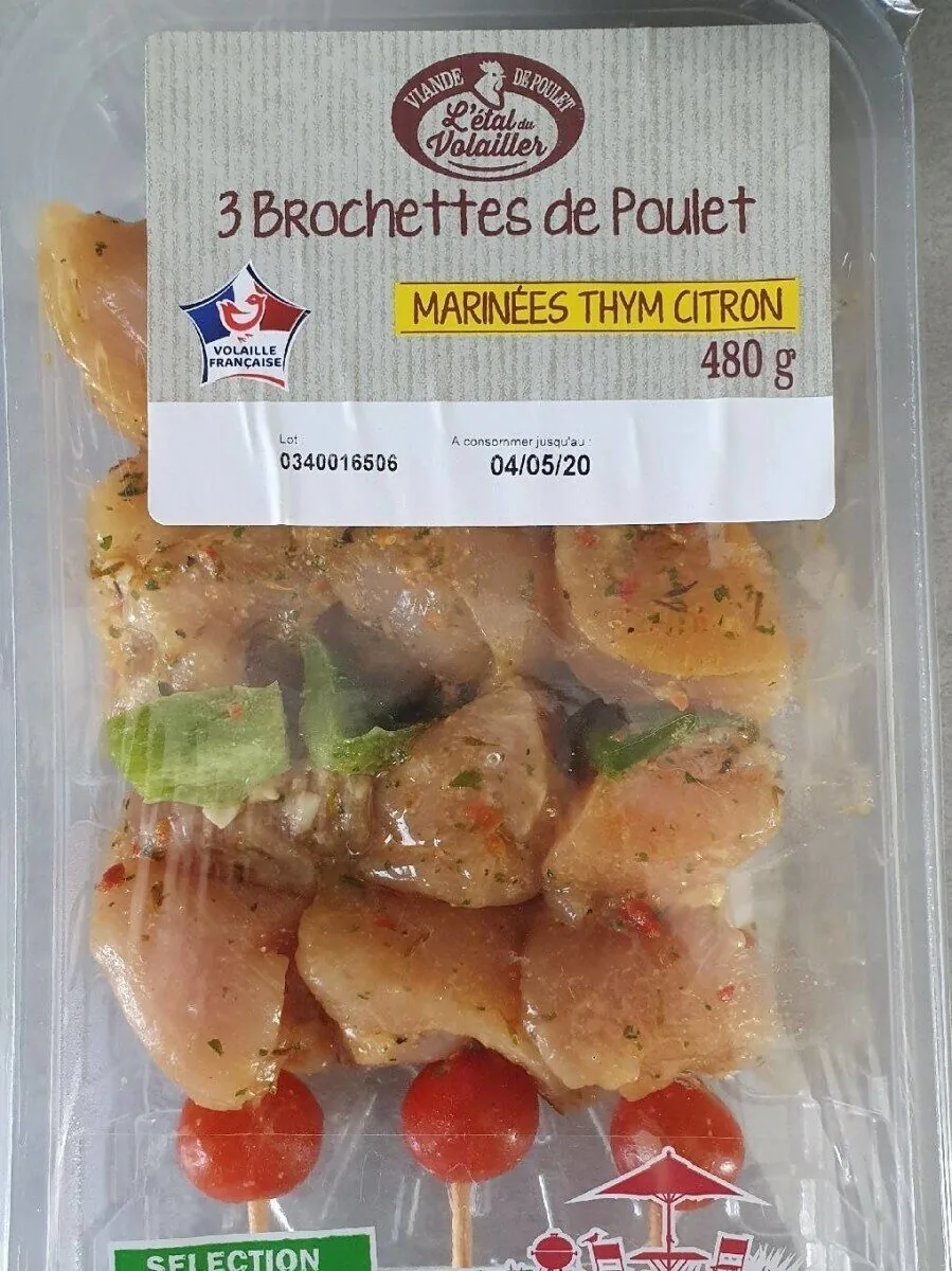 3 Brochettes de Poulet - Thym Citron