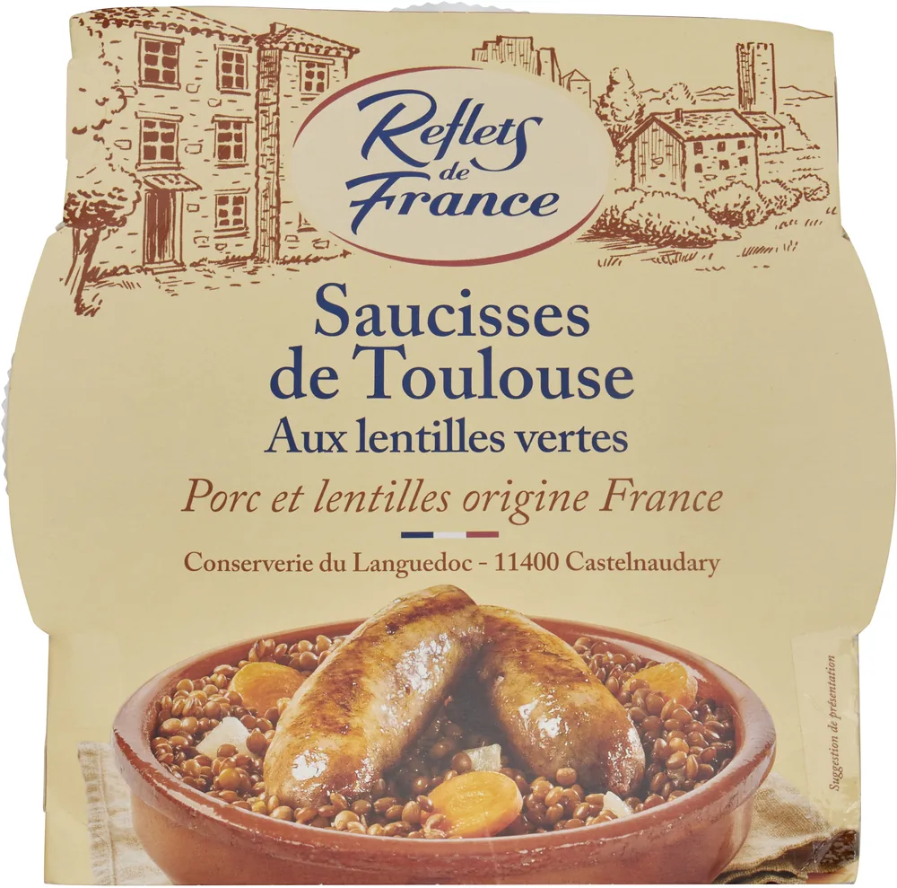 Saucisses de Toulouse Aux lentilles vertes du Berry IGP