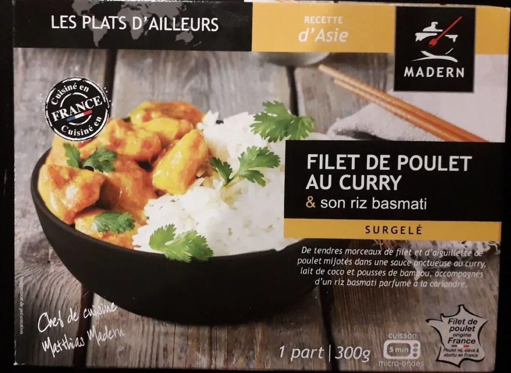 Filet de poulet au curry et son riz basmati