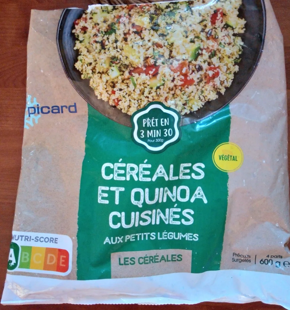 Céréales et quinoa cuisinés aux petits légumes