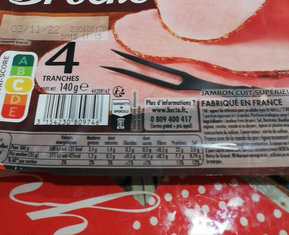 HERTA LE BON PARIS Jambon broche x4 - 140g