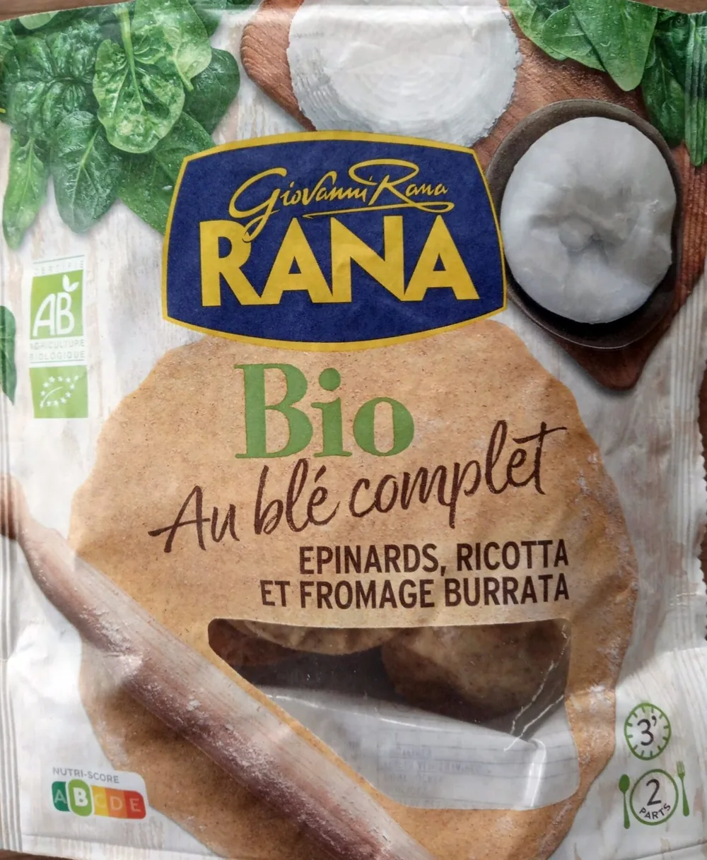 Ravioli bio au blé complet épinards ricotta burrata