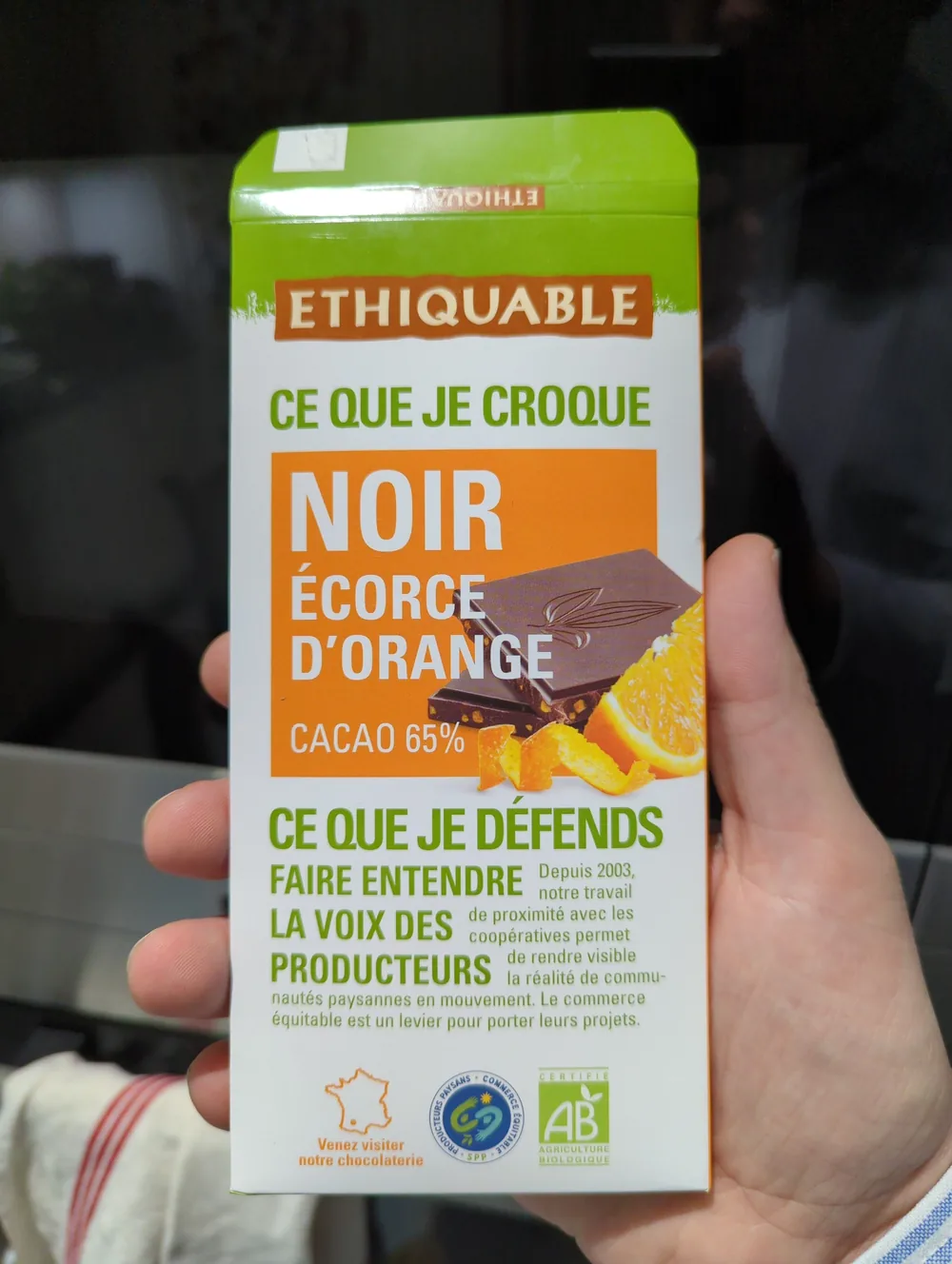 Chocolat noir orange confite