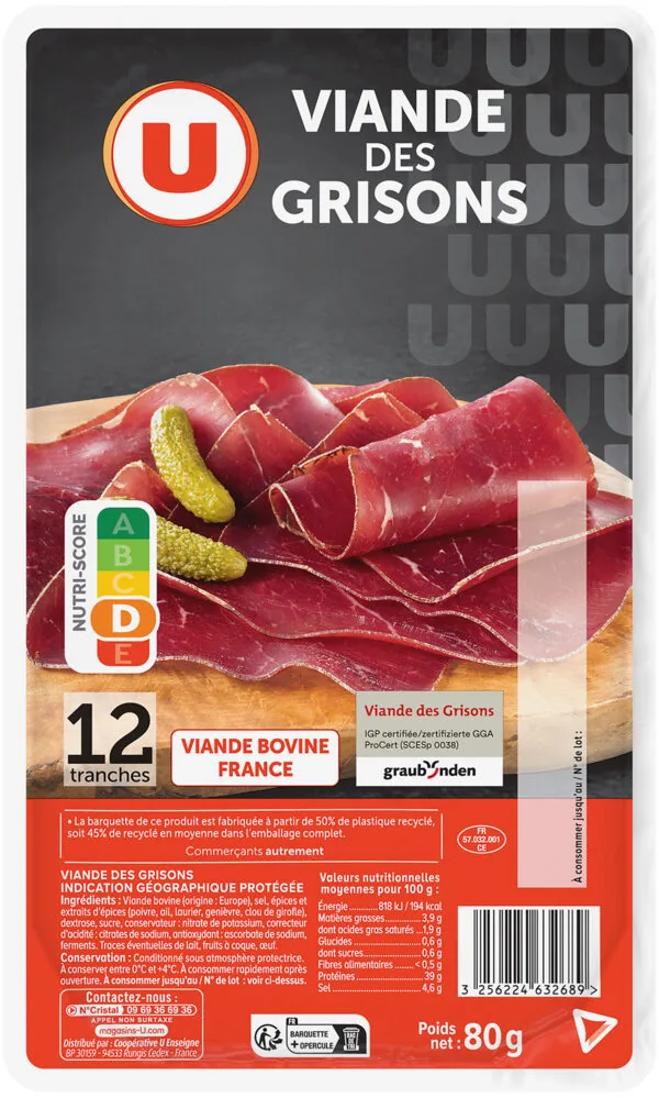 Viande des grisons - x12 tranches, 80g