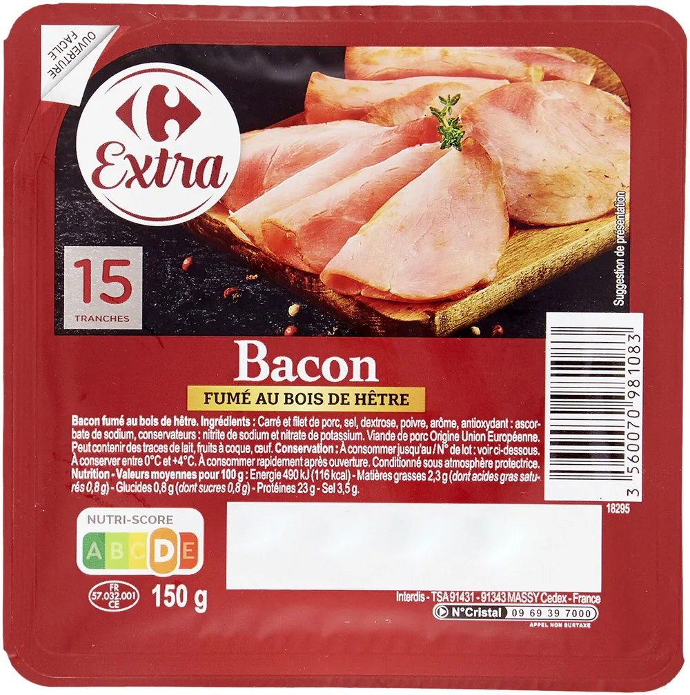 Bacon fumé au bois de hêtre