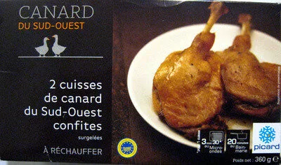 2 cuisses de canard du Sud-Ouest confites surgelées