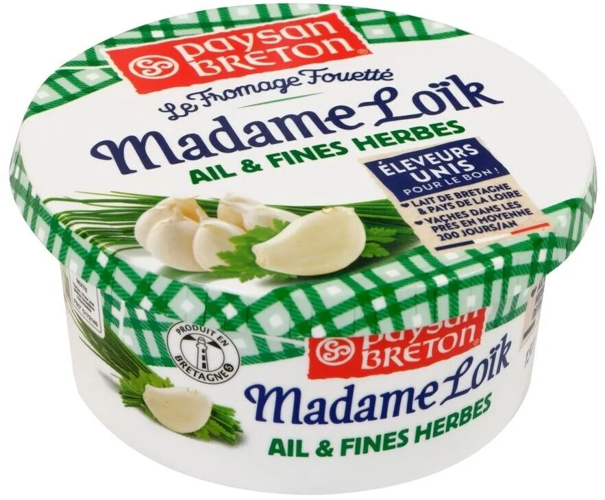 Fromage à tartiner Ail et fines herbes fouetté MADAME LOIK - 150g